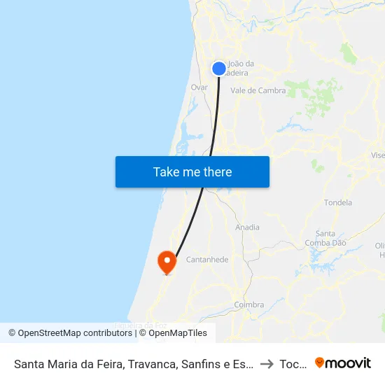 Santa Maria da Feira, Travanca, Sanfins e Espargo to Tocha map