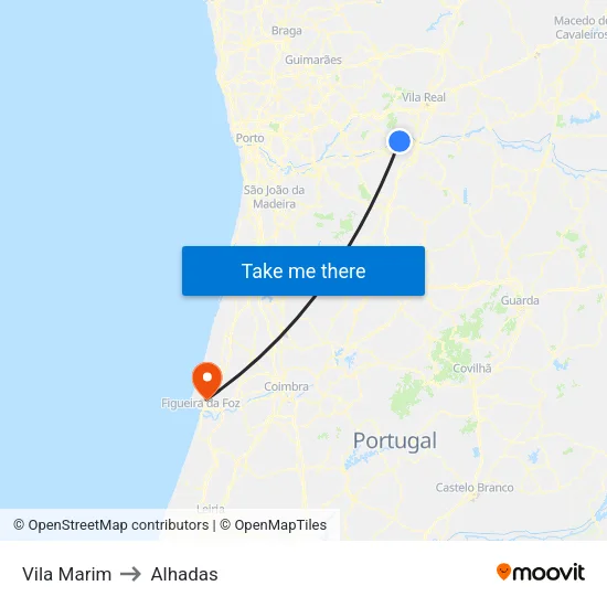 Vila Marim to Alhadas map