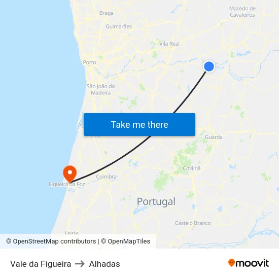 Vale da Figueira to Alhadas map