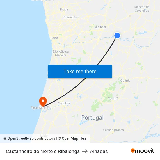 Castanheiro do Norte e Ribalonga to Alhadas map