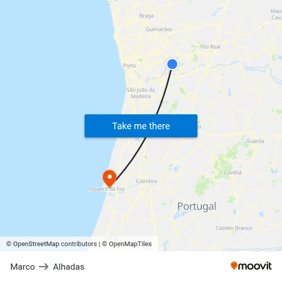 Marco to Alhadas map