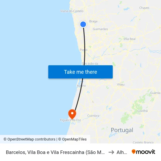 Barcelos, Vila Boa e Vila Frescainha (São Martinho e São Pedro) to Alhadas map