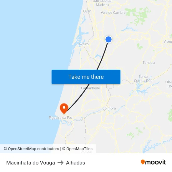 Macinhata do Vouga to Alhadas map