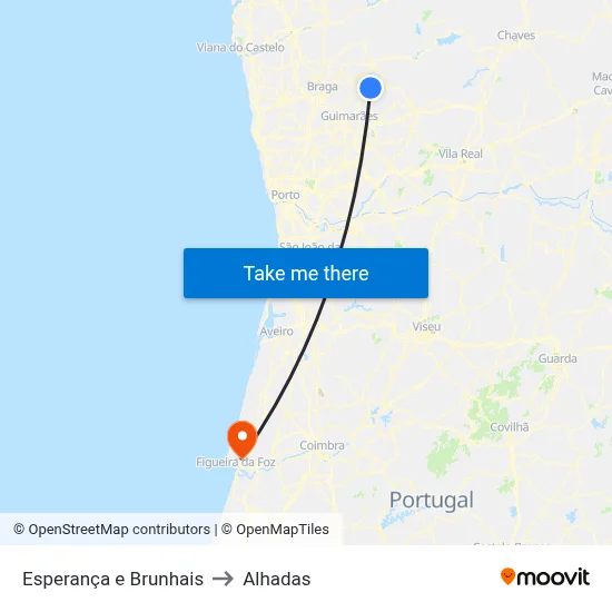 Esperança e Brunhais to Alhadas map