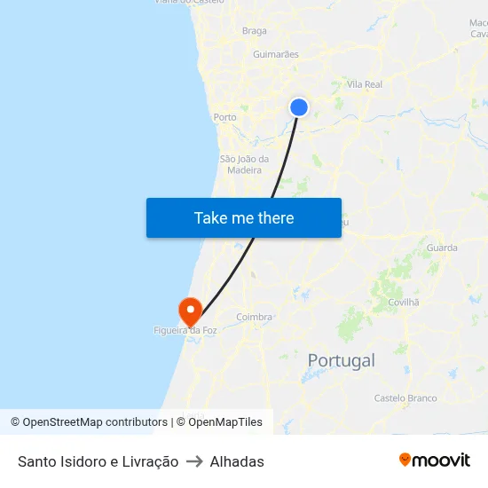 Santo Isidoro e Livração to Alhadas map