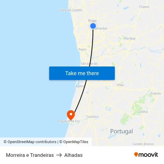 Morreira e Trandeiras to Alhadas map