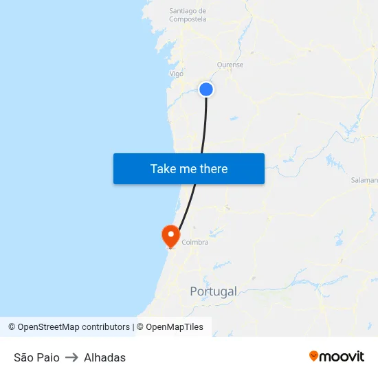 São Paio to Alhadas map
