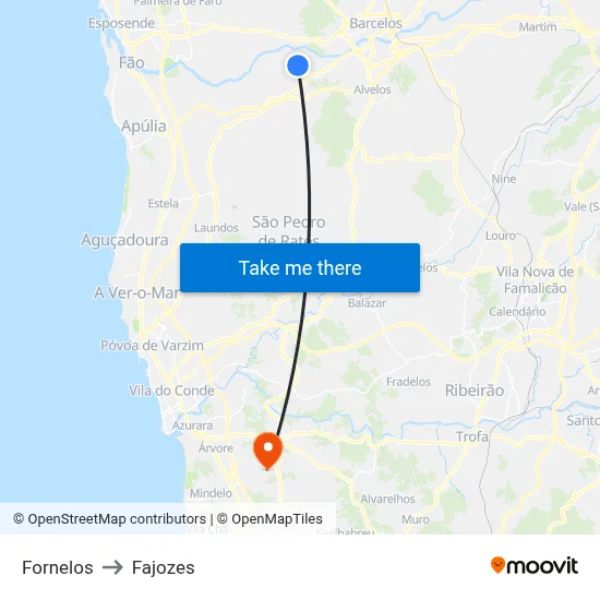 Fornelos to Fajozes map
