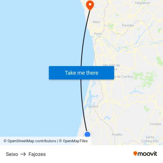 Seixo to Fajozes map