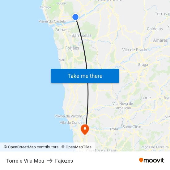 Torre e Vila Mou to Fajozes map