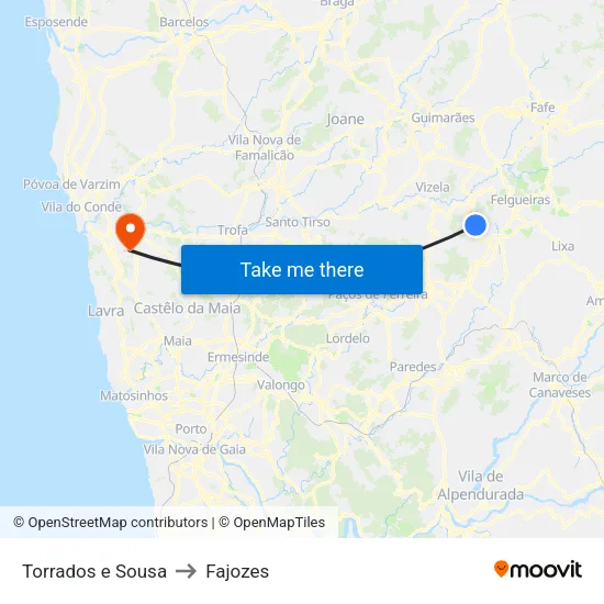 Torrados e Sousa to Fajozes map