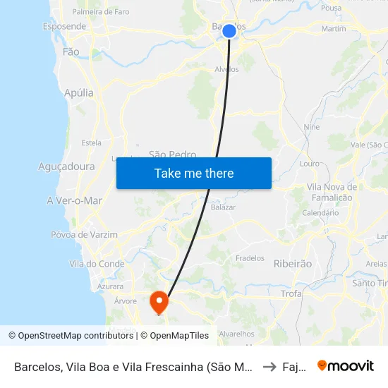 Barcelos, Vila Boa e Vila Frescainha (São Martinho e São Pedro) to Fajozes map