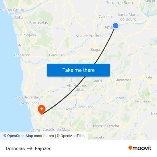 Dornelas to Fajozes map