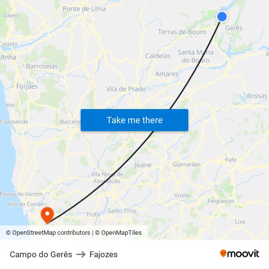 Campo do Gerês to Fajozes map