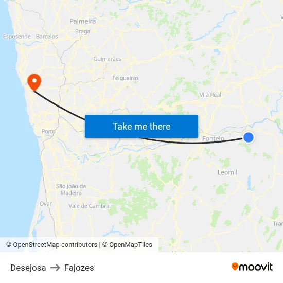Desejosa to Fajozes map