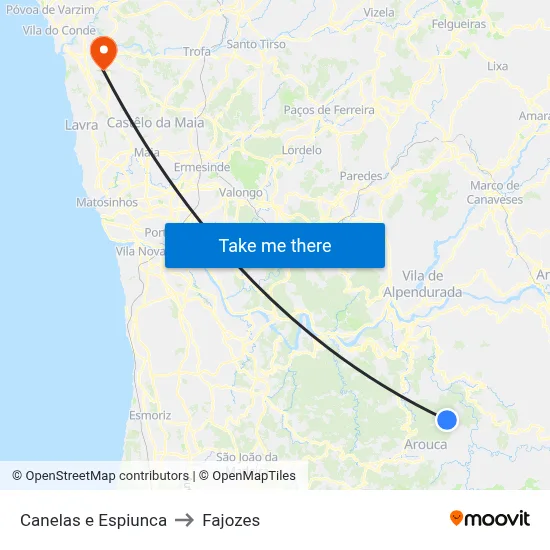Canelas e Espiunca to Fajozes map