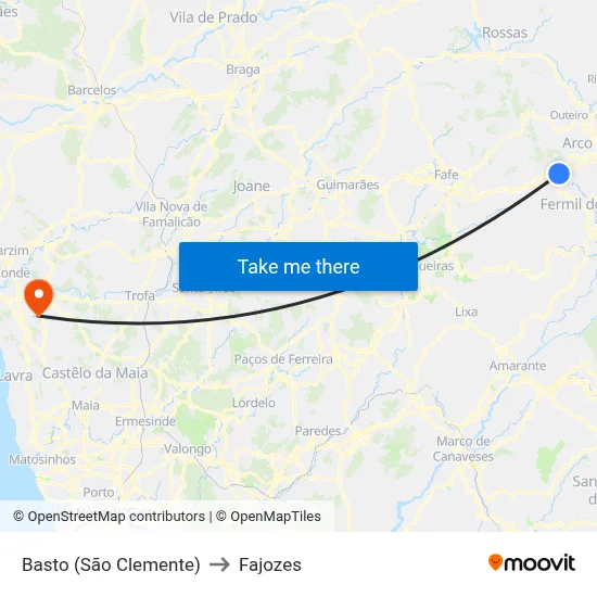 Basto (São Clemente) to Fajozes map