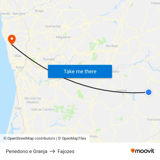 Penedono e Granja to Fajozes map