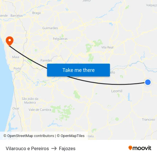 Vilarouco e Pereiros to Fajozes map