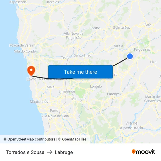 Torrados e Sousa to Labruge map