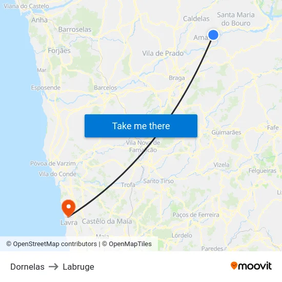 Dornelas to Labruge map