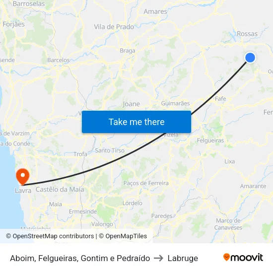 Aboim, Felgueiras, Gontim e Pedraído to Labruge map