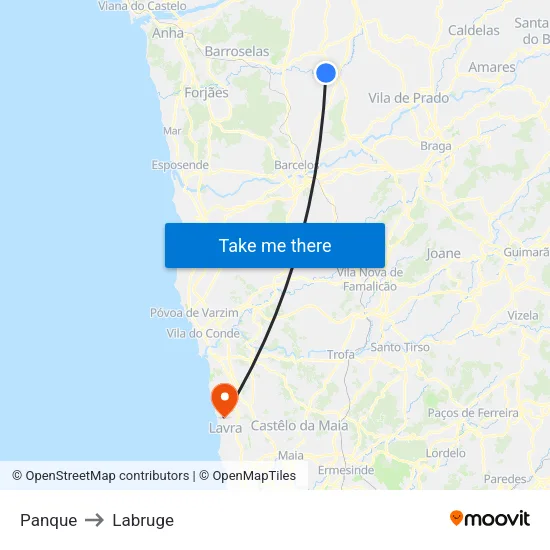 Panque to Labruge map