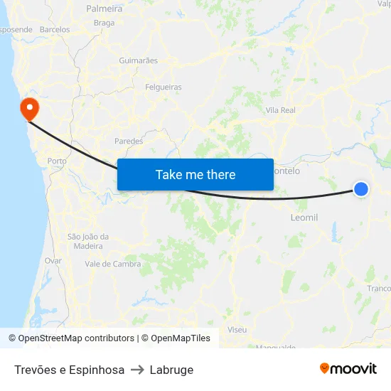 Trevões e Espinhosa to Labruge map
