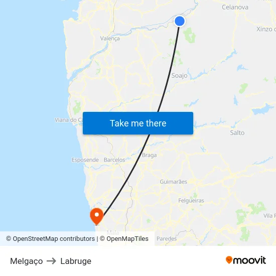 Melgaço to Labruge map