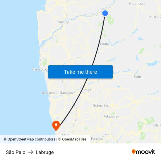 São Paio to Labruge map
