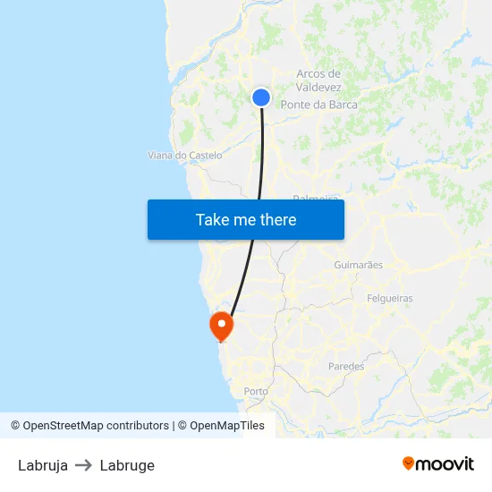 Labruja to Labruge map