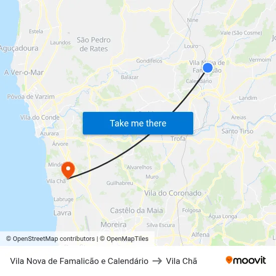 Vila Nova de Famalicão e Calendário to Vila Chã map