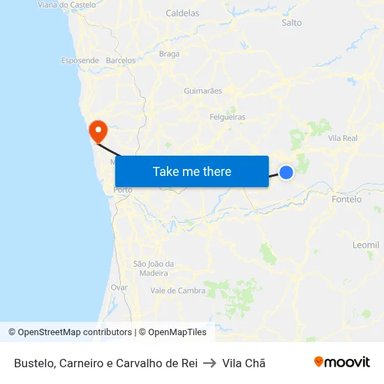 Bustelo, Carneiro e Carvalho de Rei to Vila Chã map