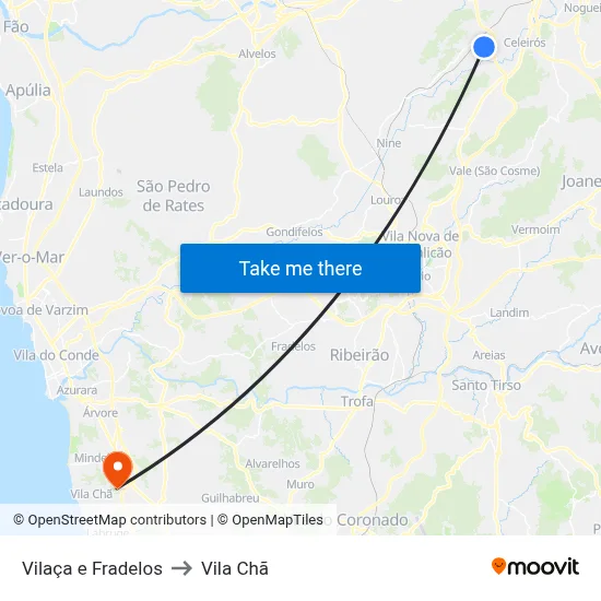 Vilaça e Fradelos to Vila Chã map