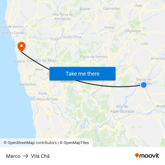 Marco to Vila Chã map