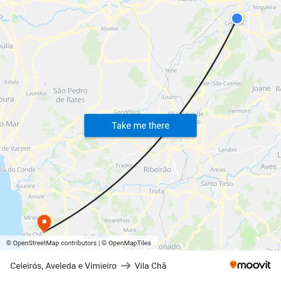 Celeirós, Aveleda e Vimieiro to Vila Chã map