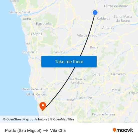 Prado (São Miguel) to Vila Chã map