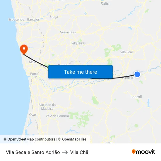 Vila Seca e Santo Adrião to Vila Chã map