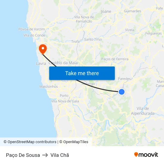 Paço De Sousa to Vila Chã map