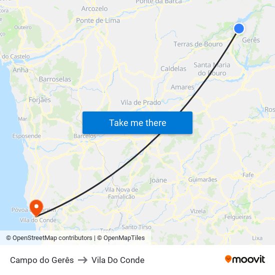 Campo do Gerês to Vila Do Conde map