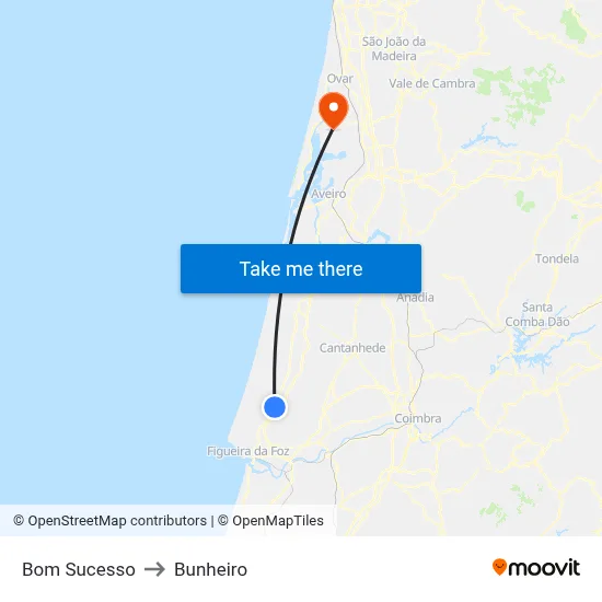 Bom Sucesso to Bunheiro map