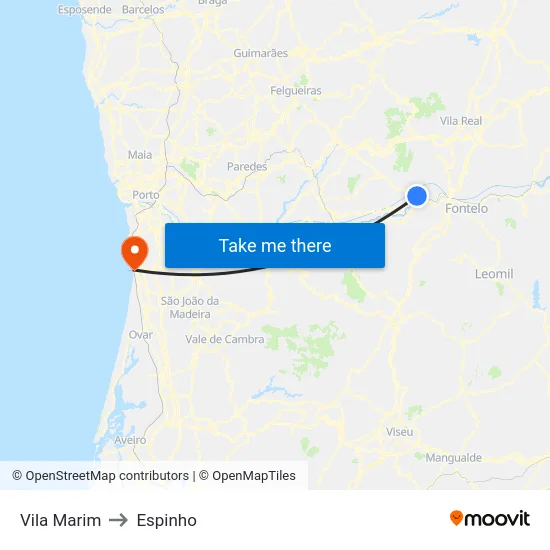 Vila Marim to Espinho map