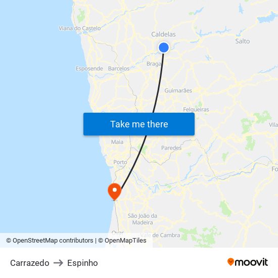 Carrazedo to Espinho map