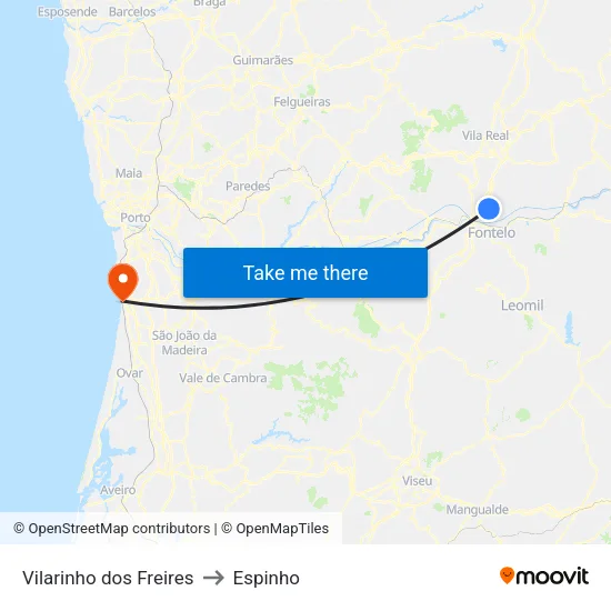 Vilarinho dos Freires to Espinho map