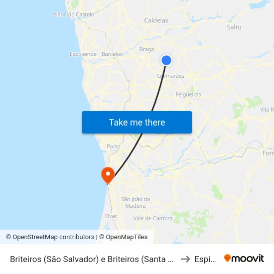 Briteiros (São Salvador) e Briteiros (Santa Leocádia) to Espinho map