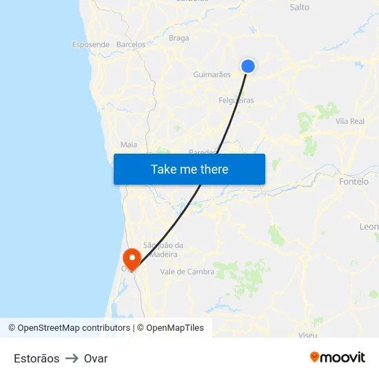 Estorãos to Ovar map