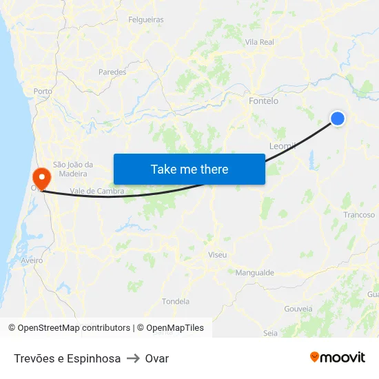 Trevões e Espinhosa to Ovar map