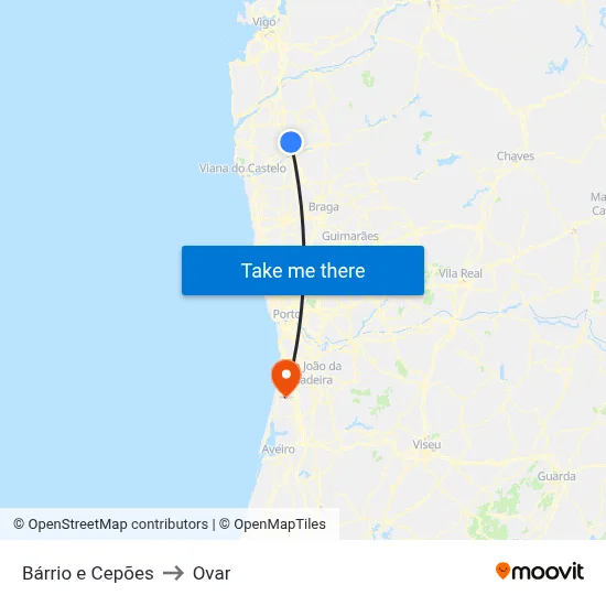 Bárrio e Cepões to Ovar map
