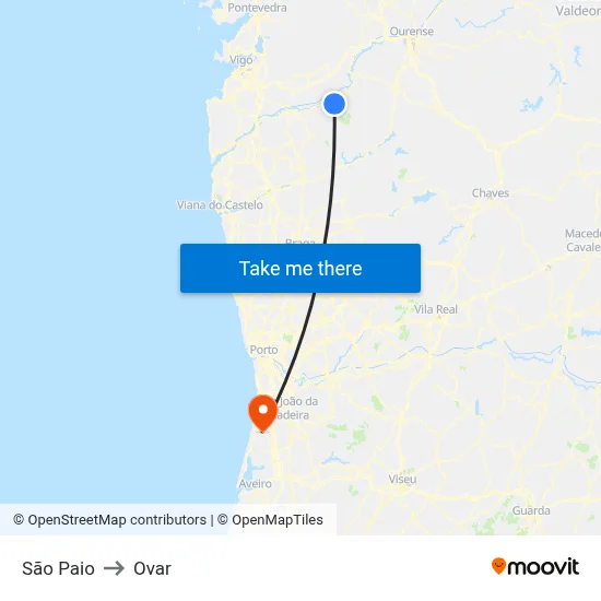 São Paio to Ovar map