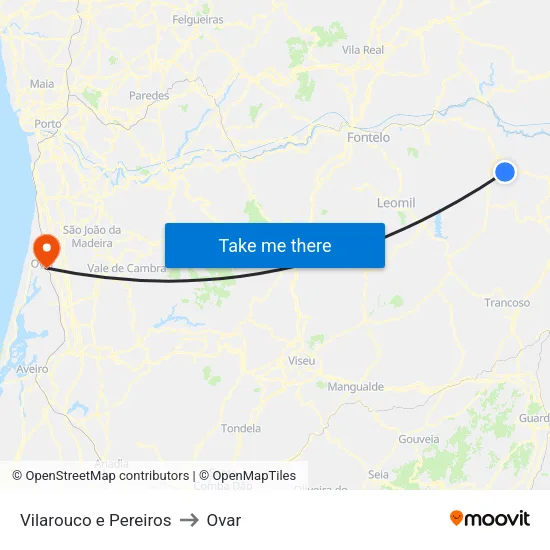 Vilarouco e Pereiros to Ovar map
